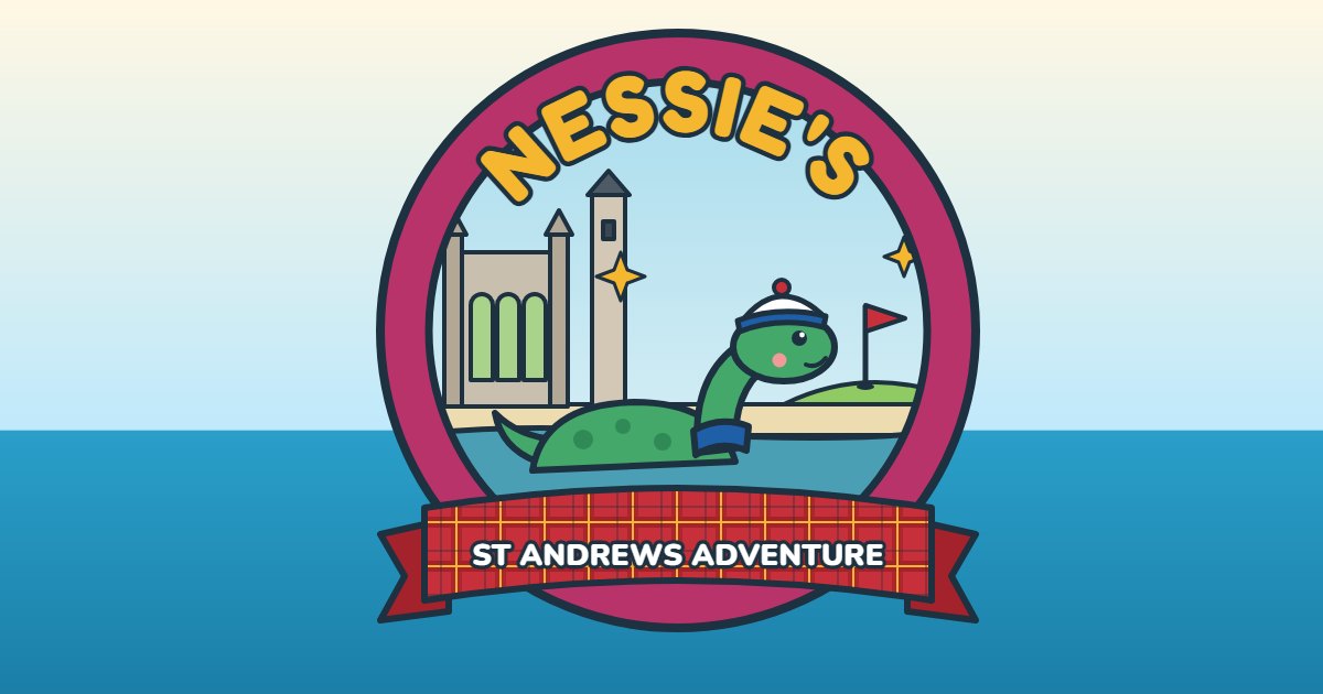 Nessie's St Andrews Adventure: the 3D town with the cathedral, the castle and West Sands
